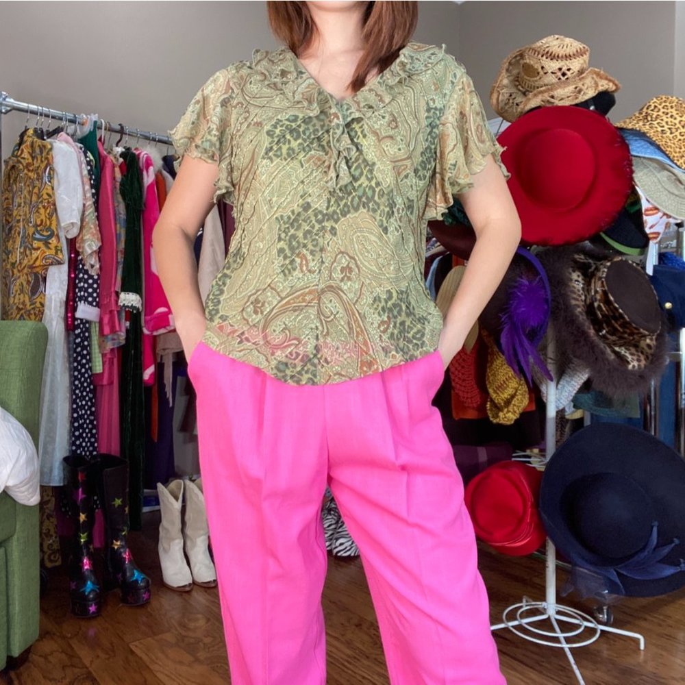 90s DOES FLAPPER PAISLEY ANIMAL PRINT TOP